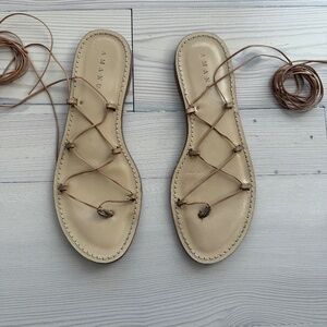 Amanu Lace Up Tan Leather Sandals